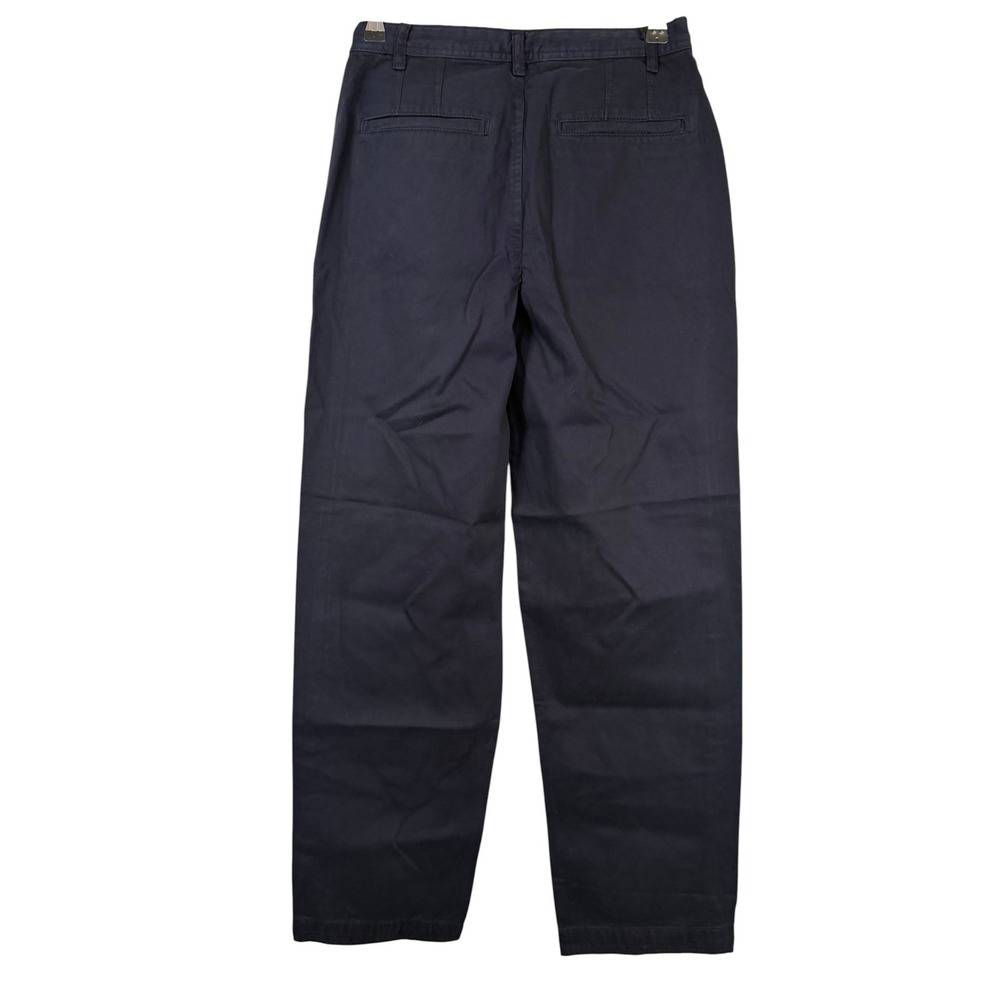 Free People Navy Blue Pleated High Waisted Straight Leg Twill Pants Size 0